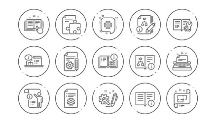 technical documentation line icons instruction vector image