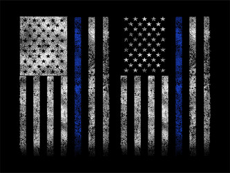 USA Police Flag - Thin Blue Line Grunge Vector Image