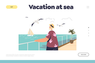 Vacation at sea concept of landing page vector