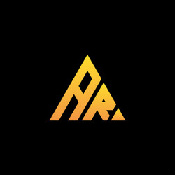 a r monogram initial logo with yellow triangle vector image