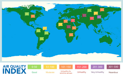 Poster design for air quality index with color vector