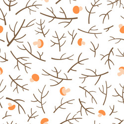 Seamless pattern with tree branch and mushrooms vector