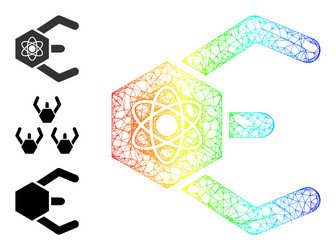 spectrum gradient network mesh atomic bot icon vector image