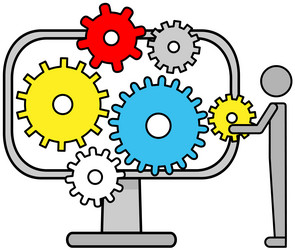 Technical support computer service concept gear vector