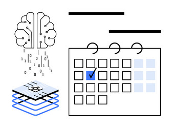 ai integration with calendar for task scheduling vector image