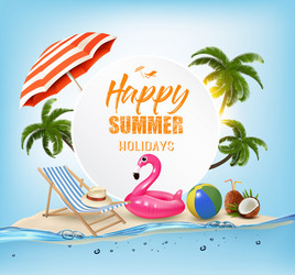 summer vacation background with travel items vector