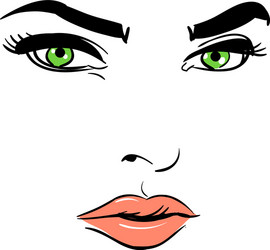 A woman s face green-eyed mysterious vector