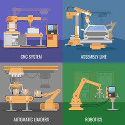 automated assembly icon set vector