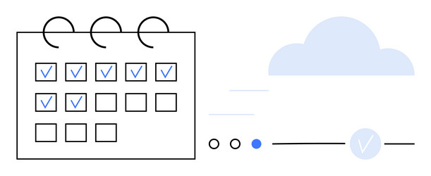 calendar with check marks and cloud symbolizing vector image