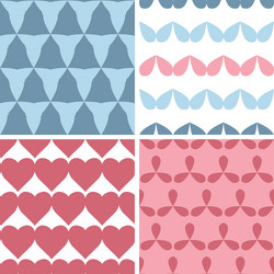 four matching bold shapes seamless patterns vector image