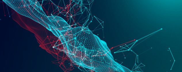 polygonal science background with connecting dots vector image