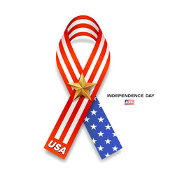 ribbons flag america gold star independence day vector