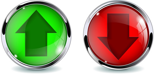 Shiny Chrome Up and Down Buttons vector image