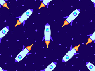 spaceships seamless pattern orbital launch vector image
