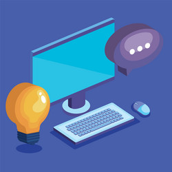 computer desktop with business icons vector image