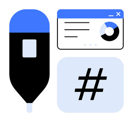 digital pen analytics dashboard and metadata tag vector image