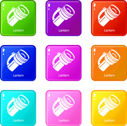 lantern icons set 9 color collection vector image