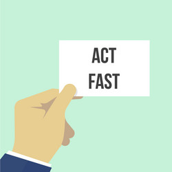 man showing paper act fast text vector