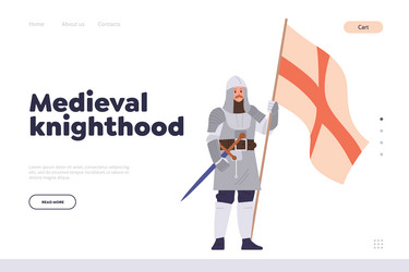 Medieval knighthood landing page design template vector