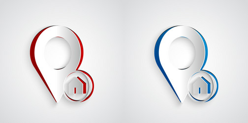 paper cut map pointer with house icon isolated vector image
