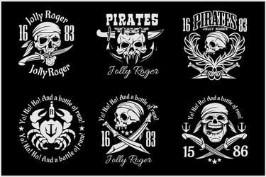 pirates design elements - set on black Vector Image