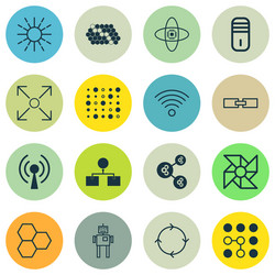 set of 16 artificial intelligence icons includes vector image