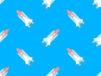 spaceships seamless pattern orbital launch vector image