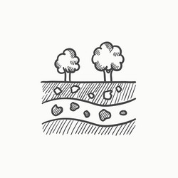 cut of soil with different layers sketch icon vector image
