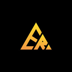 e r monogram initial logo with a yellow triangle vector image