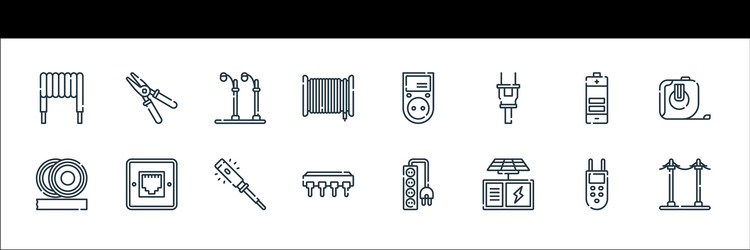 electrician tools and line icons linear set vector image