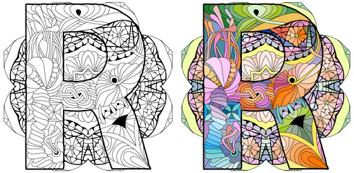 Mandala with letter r decorative entangle Vector Image