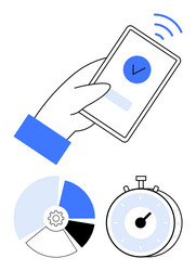 mobile payment concept with pie chart analysis vector image
