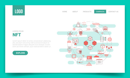 Nft non fungible token concept with circle icon vector