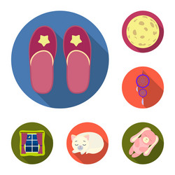 rest and sleep flat icons in set collection vector