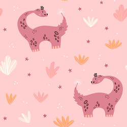 seamless pattern with dinosaurs vector image