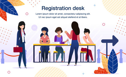 business forum registration desk banner vector