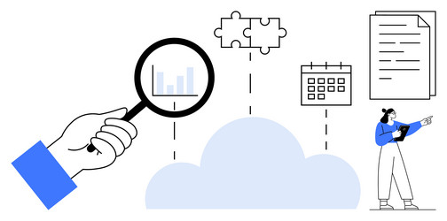 data analysis and cloud integration concept vector image