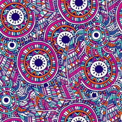 ethnic seamless pattern with feathers and circles vector image