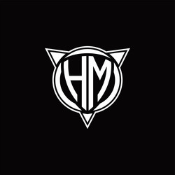 Hm logo monogram with emblem and circle rounded Vector Image