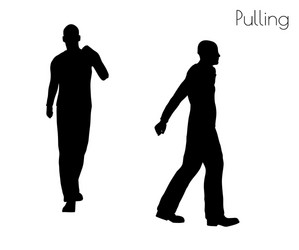 Man in pulling action pose vector