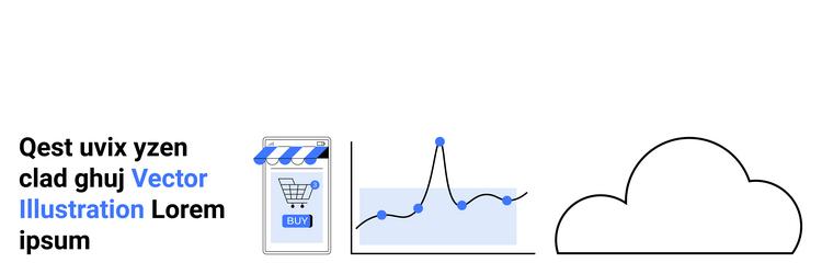 online shopping data analysis graph and cloud vector image