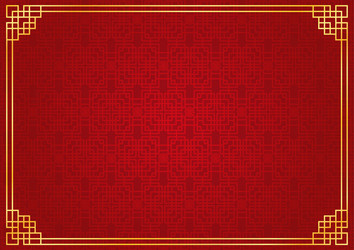 red chinese square and circle abstract background vector