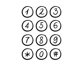 scribble numbers in circle hand drawn font vector image