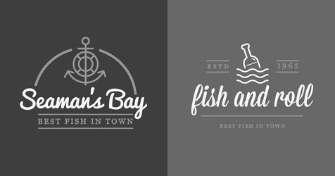 set of sea food elements and signs can be used vector