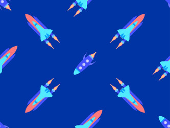 spaceships seamless pattern orbital launch vector image