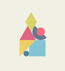 abstract geometric composition with circle square vector image