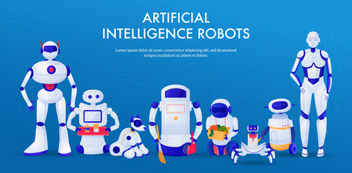 Robots artificial intelligence set Royalty Free Vector Image