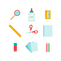 Color flat set of office tools vector