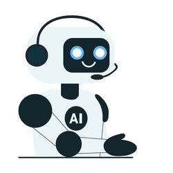 cute chat bot ai robot extending its hand vector image