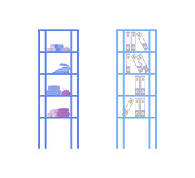 Designer studio shelves flat color object set vector